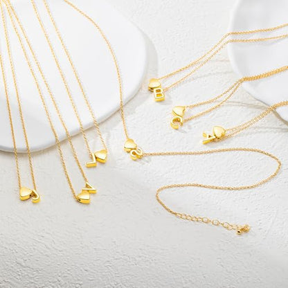 Gold Initial Necklace for Women,Letter A-Z Heart Necklace | 14k Gold Plated Necklaces Personalized Pendant Necklace Tiny Choker Chain Necklaces Birthday Gifts for Women Jewelry - color: Gold-S