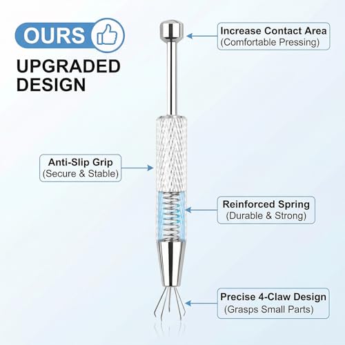 Piercing Tapered Ball Grabbing Tool for Changing Jewelry - 14G 16G 18G 20G Stainless Steel Flat Back Earring Applicator with Threaded, Internal Threaded, External Threaded Body Piercing Insertion Needle Kit for Ear Nose Navel Nipple Lip Eyebrow Tongue