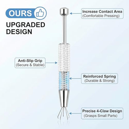Piercing Tapered Ball Grabbing Tool for Changing Jewelry - 14G 16G 18G 20G Stainless Steel Flat Back Earring Applicator with Threaded, Internal Threaded, External Threaded Body Piercing Insertion Needle Kit for Ear Nose Navel Nipple Lip Eyebrow Tongue