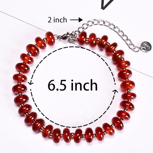 Natural Healing Gemstone Bracelet Handmade Yoga Stretch Elastic Bracelet Stress Relief Crystal Jewelry for Men and Women - color: Carnelian (Luck), size: 5x8