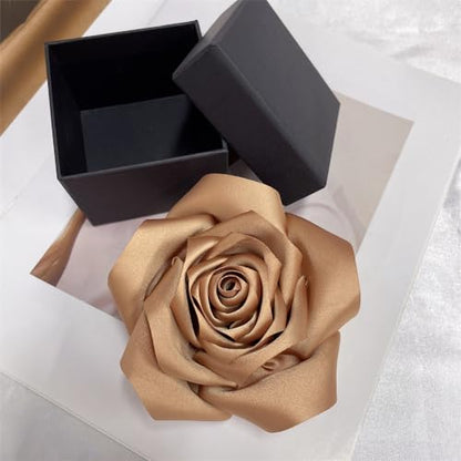 Satin Rose Flower Large Brooch Lapel Pins Handmade Fabric Flower Brooches Pin Classic for Wedding Party Dance Banquet for Women Men Dress Suit Clothes Accessories JewelryGifts 110mm - color: Khaki