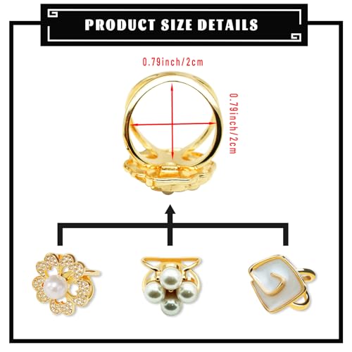 3pcs Elegant Rhinestone Daisy FLowers Scarf ring Buckle for Lady Heart Crystal Rhinestone Scarves Clip Buckle for women - color: Scarf clip M-3PCS