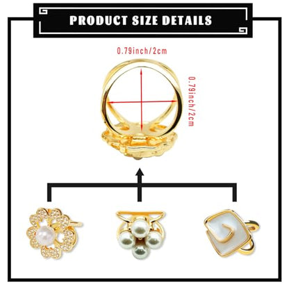 3pcs Elegant Rhinestone Daisy FLowers Scarf ring Buckle for Lady Heart Crystal Rhinestone Scarves Clip Buckle for women - color: Scarf clip M-3PCS