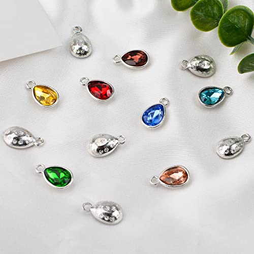 Birthstone Charms Beads, 48 Pcs Teardrop-Shaped Crystal Charms for Jewelry Making, 12 Colors