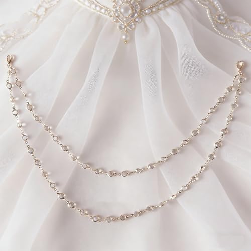 Pearl Arm Chain Wedding bridal Shoulder Jewelry Layered Prom Party Body Jewelry for Slide Dress Costume Accessory - color: Rhinestone-2 Pcs
