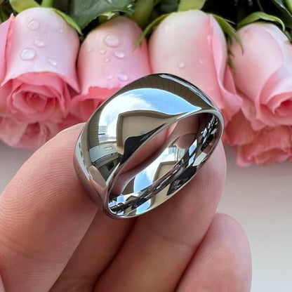 TUTISS 4mm 6mm 8mm 10mm Silver/Gold/White Tungsten Rings for Men Women Couple Fashion Jewelry Anniversary Engagement Wedding Bands Domed Polished I Love You Engraved Comfort Fit - color: 10mm Tungsten I Love You
