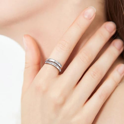 Ladytree Adjustable Inspirational Rings 925 Sterling Silver Stacking Wrap Spiral Twist Statement Band Encouragement Birthday Gift for Women Men - style: faith over fear
