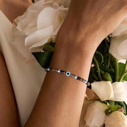 Healing Crystal Bracelet Jewelry Gifts for Women | Triple Protection/Stress Relief/New Beginnings/Good Luck/Empath Protection, Christmas, Birthday - color: Triple Protection-Evil Eye