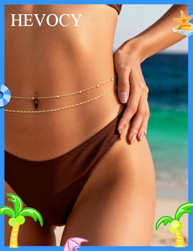 Gold Layered Waist Chain for Women, Adjustable Belly Chain | Adjustable layered waist chain for beach days, summer outfits, festivals, vacations, parties, and daily styling - style: Gold Style 4