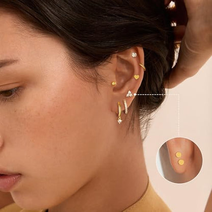 Adoyi 9 Pairs Gold Hoop Earrings Set for Womens Twisted Huggie Hoops Earrings 14K 18K Gold Plated for Girls Valentines Mother's Day Birthday Gifts Lightweight - color: 8Pairs Gold