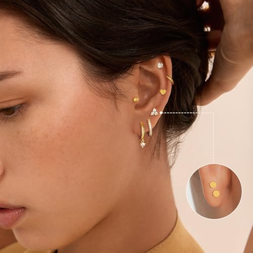 Adoyi 9 Pairs Gold Hoop Earrings Set for Womens Twisted Huggie Hoops Earrings 14K 18K Gold Plated for Girls Valentines Mother's Day Birthday Gifts Lightweight - color: Style-F