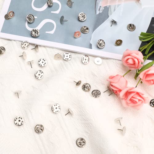 JANYUN 120 Pairs Butterfly Clutch Tie Tacks Metal Safty Secure Pin Back | Silver,Metal Holder Clasp Lock Backings,Replacement with 8mm Length 10mm Width Blank Pin for Brooch Lapel Enamel Craft Making - color: Silver, size: 10mm