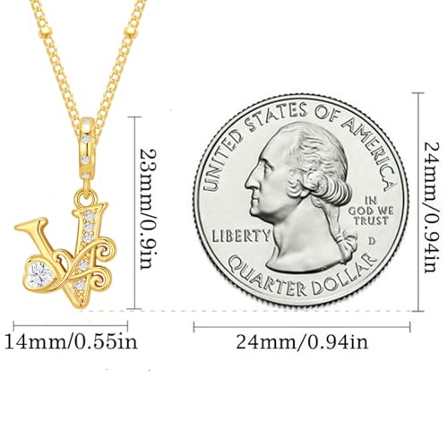 TIZU Initial Necklaces for Women - Dainty 14K Gold Plated Letter Pendant Trendy Personalized Initial A-Z Necklaces Jewelry Gift - color: Gold-V