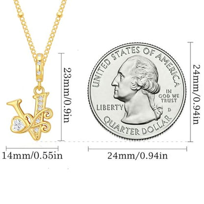 TIZU Initial Necklaces for Women - Dainty 14K Gold Plated Letter Pendant Trendy Personalized Initial A-Z Necklaces Jewelry Gift - color: Gold-V