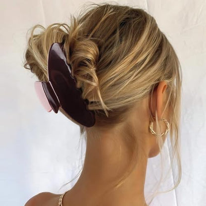 MAORULU Cute Claw Clip for Women – 4.3'' Large Acetate Hair Clips for Thick Thin Curly Long Hair, Durable Hair Clamps Non-slip Jaw Clip, Strong Hold, Stylish French Design (Chocolate) - color: Chocolate