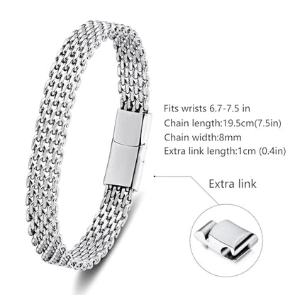 Mens Bracelet-Stainless Steel Magnetic Clasp Franco Chain Bracelets for Men - color: C-Sliver