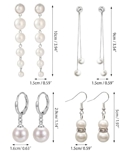 Pearl Necklace Set - Faux Pearl Earrings and Bracelets Jewelry Set for Women Wedding Bridal Shower Tea Party Accessories - style: 9pcs-silver