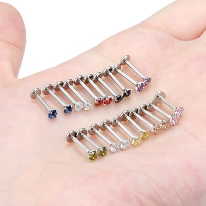 Vsnnsns 16G Lip Rings Stainless Steel Tragus Helix Conch Piercing Jewelry Snake Bite Piercing Monroe Lip Rings Labret Medusa Cartilage Lobe Earrings Studs Piercing Jewelry 6MM 8MM 10MM Silver - color: Mix Color Cz-8MM