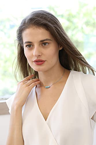 Turquoise or Pearl Bar Choker Necklace Pearl or Turquoise Beads Necklace Jewelry for Women - size: 16 Inch, style: Turquoise Beads