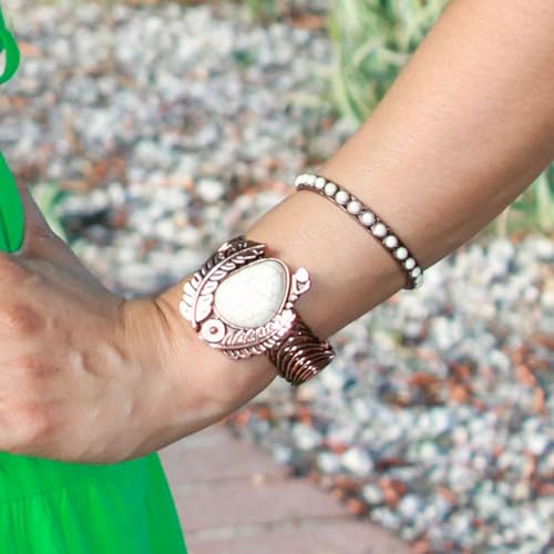 Montana West Rustic Couture's Bohemian Turquoise Cuff Bangle Bracelets for Women Cowgirl - color: White Smoke