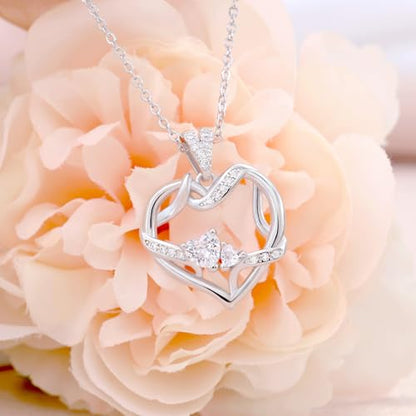 Sterling Silver Pendant Necklace Charms Hypoallergenic Fashion Jewelry Dainty Valentines Day Birthday Gift for Women - style: CZ Love Heart