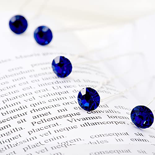 QIUTIMIY 20 Pack (Navy) Rhinestone Hair Pins Crystal Hair Clips for Bridal Wedding Women Hair Jewelry Accessories, with Clear Container - color: Rhinestone-Navy