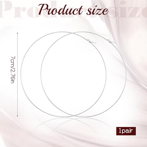 Thin Gold Hoop Earrings for Women, 70mm/2.75in Large Thin Hoop Earrings, Lightweight Big Gold Hoop Earrings for Women Jewelry Gifts - color: Silver