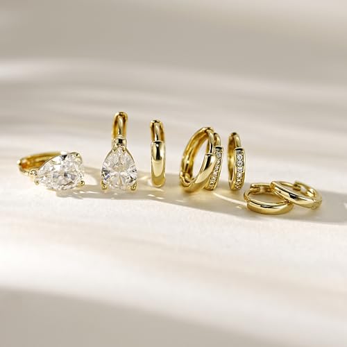 4Pairs Statement Gold Hoop Earrings for Women Trendy,Surgical Steel Gold Plated Hoop Hypoallergenic Earrings Set,Titanium Hoops Earring Stacks,CZ Cartilage Huggie Hoops Earring Gifts for Girlfriend - color: 4 Pairs hoop earrings -D