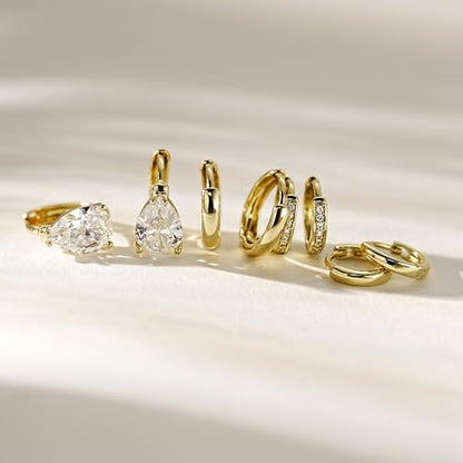 4Pairs Statement Gold Hoop Earrings for Women Trendy,Surgical Steel Gold Plated Hoop Hypoallergenic Earrings Set,Titanium Hoops Earring Stacks,CZ Cartilage Huggie Hoops Earring Gifts for Girlfriend - color: 4 Pairs hoop earrings -D