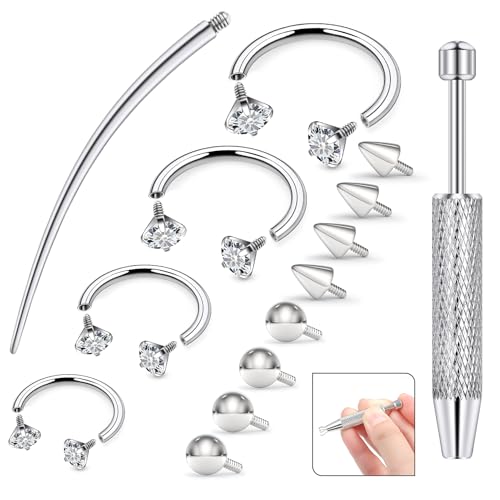 16g Septum Rings Internally Threaded Surgical Steel Septum Jewelry Lip Rings Hoop Labret Jewelry Horseshoe Earrings Daith Piercing Jewelry for Women Men 6mm 8mm 10mm 12mm Silver Gold - color: Silver 16G Horseshoe Rings