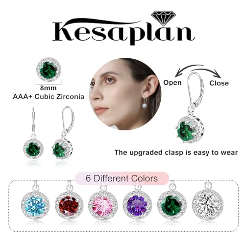 Multicolor Crystal Dangle Studs Earrings Set for Women 925 Silver Hypoallergenic Dangle Earrings Leverback Drop Earring Fashion Cubic Zirconia Leverback Stud Earring Sets Trendy Cubic Zirconia Jewelry Gifts for Women - style: 6-S-S