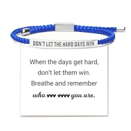 Frodete Dont Let The Hard Days Win Bracelet Inspirational Gifts for Women Adjustable Braided Tube Bracelet Gifts for Friends - color: A8:dark blue