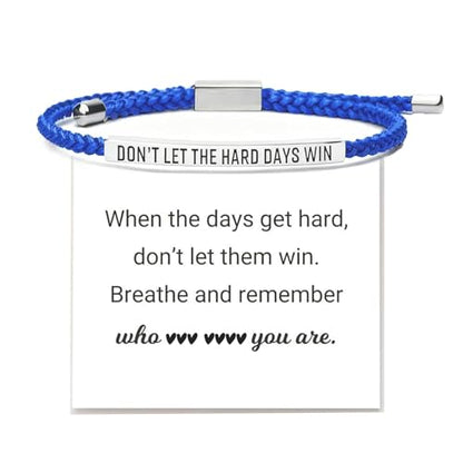 Frodete Dont Let The Hard Days Win Bracelet Inspirational Gifts for Women Adjustable Braided Tube Bracelet Gifts for Friends - color: A8:dark blue