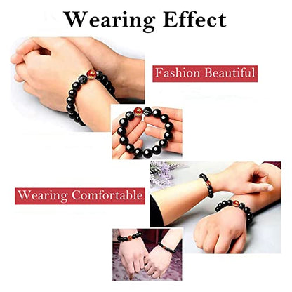 Black Obsidian Bracelet,Feng Shui Black Obsidian Wealth Bracelet for Women Men Couples Handmade Stretch Obsidian Bracelet Bangle with Carved Pixiu Tiger Eye Stone Attract Wealth Money and Good Luck - color: H,10mm,Red Agate