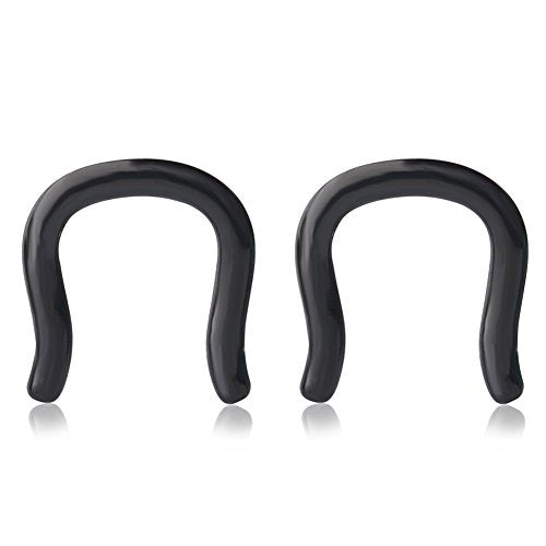 Ruifan 316L Surgical Steel U-Shaped & Staple Nose Septum Hanger Retainer Nose Ring 16g,14g,12g - color: Black(12G)