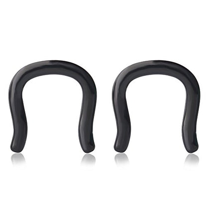 Ruifan 316L Surgical Steel U-Shaped & Staple Nose Septum Hanger Retainer Nose Ring 16g,14g,12g - color: Black(12G)