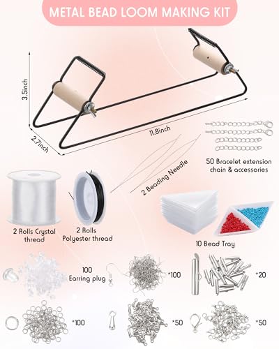 Jexine Bead Loom Kit with 48000 Pcs 2mm Glass Seed Beads for Jewelry Earring Making Tools Gifts for Women DIY Craft