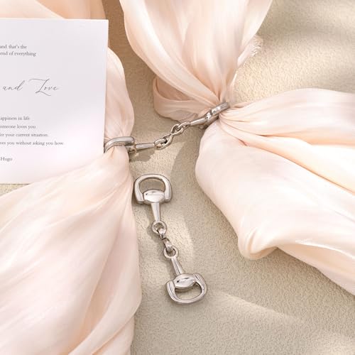 Joez Wonderful Scarf Ring Clip, Wide Band Chunky Chain Silk Scarf Buckle, Shawl Clips Scarf Clasp Holder Scarves Pin - color: (Horsebit) 60mm Silver