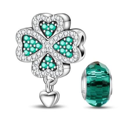 HappyStar 925 Sterling Silver Animal Dogs Charms Pendants fit Pandora Bracelets Necklaces Flowers Sports Travel Charms for Bracelets Women Jrwelry Gifts(with one Spacer Bead Charms) - style: Good Luck Clover Beads