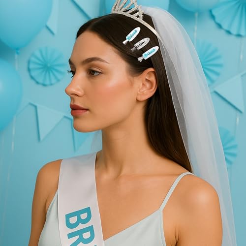 Bridal Hair Clips – 5 Pc Set | Bride & Bridesmaid Get Ready Clips, White & Blue Bachelorette Accessories, Wedding Prep & Shower Favors Something Blue