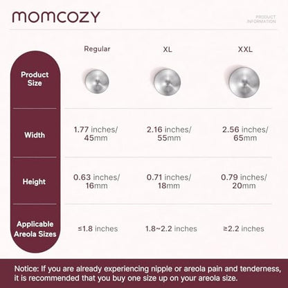Momcozy 999 Silver Nursing Cups, Hole-Free Design,XXL Size - size: XXLSize/Hole free