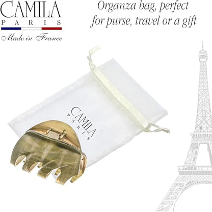 Camila Paris CP3647 French Octopus Hair Clip, 3.25" Large Claw Clips for Thick Hair, Girl Octopus Claw Clip for Women, Strong No-Slip Grip, Wide Jaw Clips for Women, Made in France - color: Green 3.5"