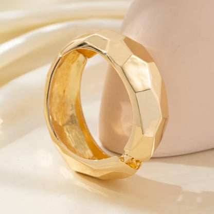 YMBYCM Gold Chunky Bangle Bracelets for Women | Trendy Wide Chunky Cuff Bracelets Wrap Bracelet Fashion Jewelry Accessories - color: Gold-2