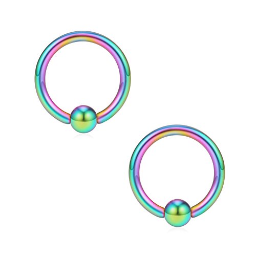 SCERRING 16G Captive Bead Piercing Ring Stainless Steel Nose Septum Tragus Helix Nipple Lip Eyebrow Hoop Rings 12PCS - style: 12PCS - 8mm Mix Color