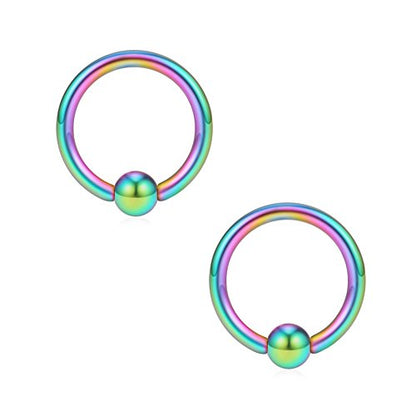 SCERRING 16G Captive Bead Piercing Ring Stainless Steel Nose Septum Tragus Helix Nipple Lip Eyebrow Hoop Rings 12PCS - style: 12PCS - 8mm Mix Color