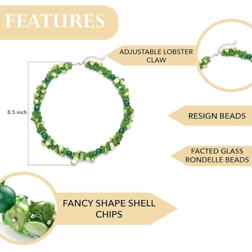 Beaded Necklaces Necklaces Shell- Colorful Beads y Summer 20-23 Inch - color: Green