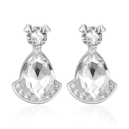 Birthstone Teardrop Crystal Stud Earrings for Women 925 Sterling Silver Solitaire Studs Halo Earrings for Birthday Gifts Teardrop Earrings for women - style: D April