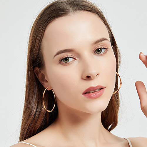 Rose/White/18k Gold Plated Hoop Earrings Lightweight Hoop Earrings For Women Loop Earrings 1in 2in - color: Rose Gold, size: 50mm