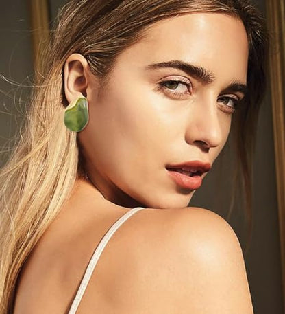 Acrylic Earrings for Women Irregular Resin Drop Earrings Metal Waterdrop Earring - color: Green