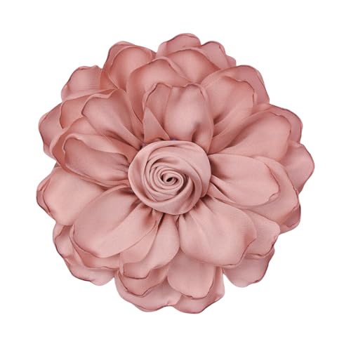 Dainty Fabric Rose Flower Large Brooch Lapel Pins Flower Brooches Pin Classic for Wedding Party Dance Banquet for Women Dress Suit Clothes Accessories Jewelry 100mm - color: Deep Pink